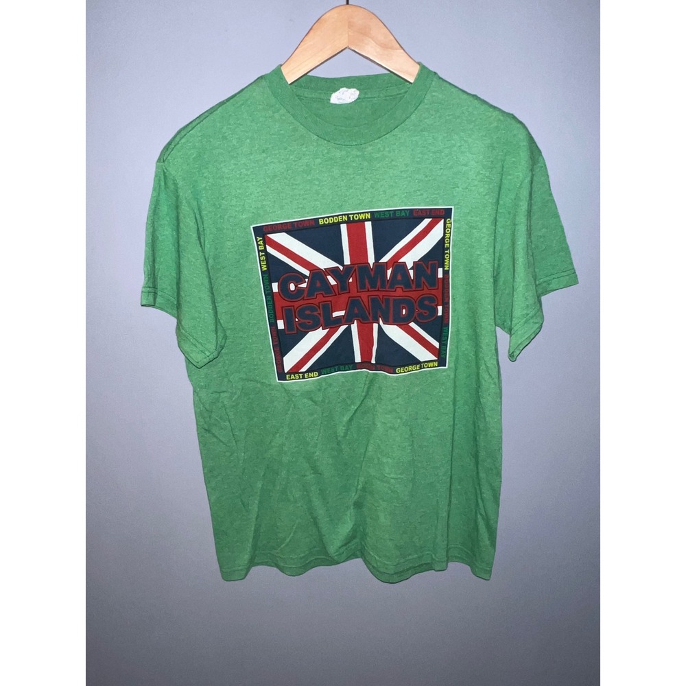 Delta Pro Weight Cayman Islands Green Heather Graphic T-Shirt‎ Mens M